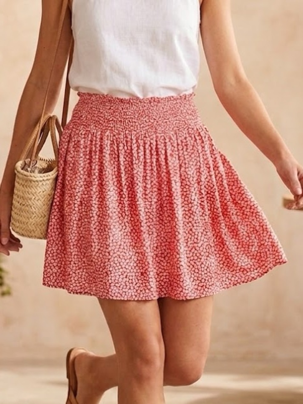 Old Navy Floral Flowy Skirt, Pink and White, Size Small, Fully Lined